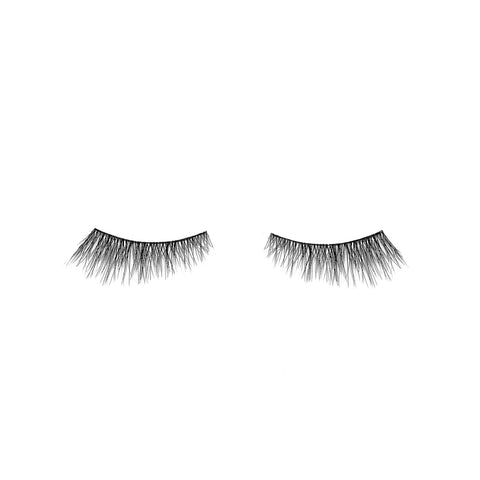 Lithe Lashes Mini Lashes lash style named M2 - Mini Winged, a product image displaying the lash pair on its own, floating on a white background and zoomed in, highlighting how beautiful and natural looking the false eyelashes look.
