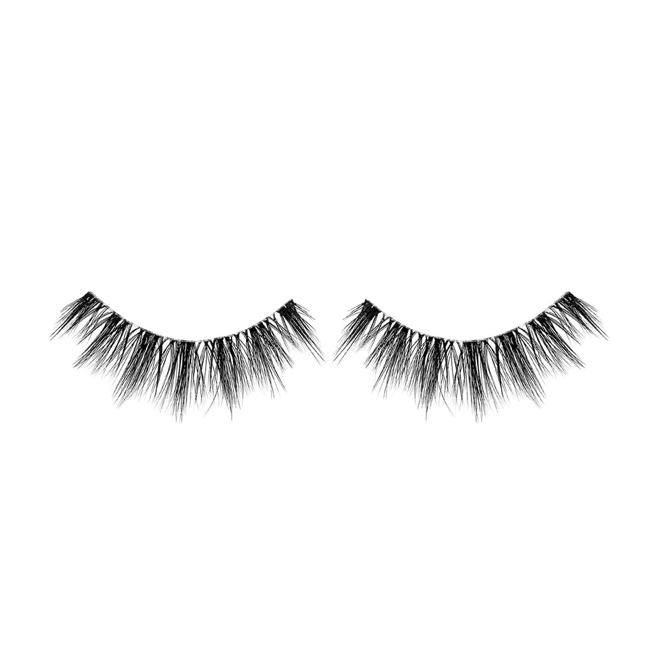 Lithe Lashes Bold Collection lash style named B6 Prim and Pleated, a product image displaying the lash pair on its own, floating on a white background and zoomed in, highlighting how beautiful and natural looking the false eyelashes look. 