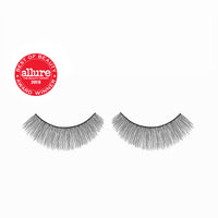 Lithe Lashes Core Collection lash style named 07 Long and 3-Dimensional, a product image displaying the lash pair on its own, floating on a white background and zoomed in and the Allure Best of Beauty winner seal in the upper left of the image, highlighting how beautiful and natural looking the false eyelashes look.