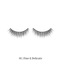 Lithe Lashes Bundle Deal Collections, Core Best Sellers Bundle, a product image of one of the three lashes, in this case 01 Fine & Delicate, displayed as a single pair floating on a white background.