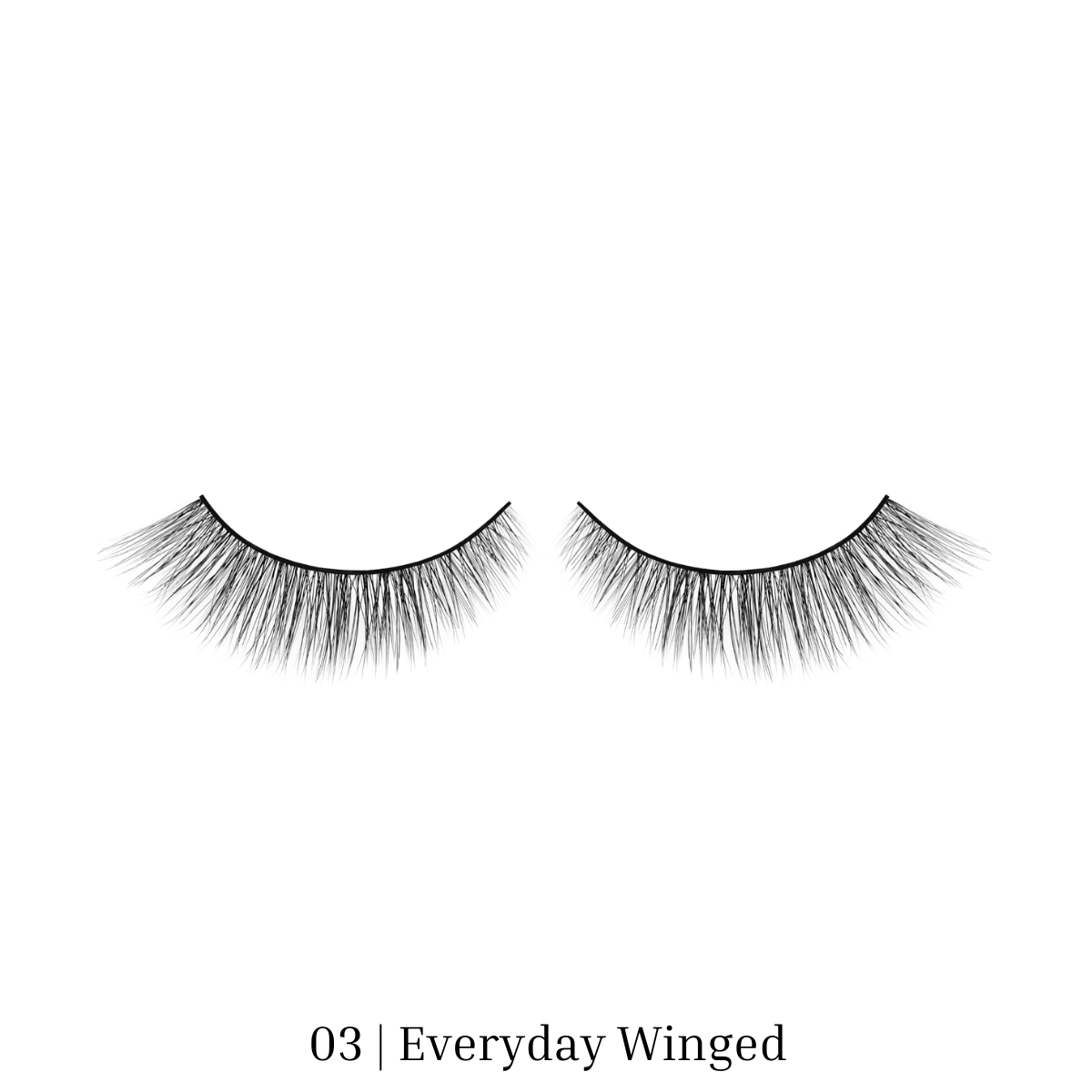 Lithe Lashes Bundle Deal Collections, Core Best Sellers Bundle, a product image of one of the three lashes, in this case 03 Everyday Winged, displayed as a single pair floating on a white background.