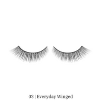 Lithe Lashes Bundle Deal Collections, Core Best Sellers Bundle, a product image of one of the three lashes, in this case 03 Everyday Winged, displayed as a single pair floating on a white background.