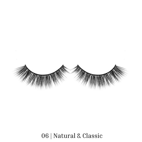 Lithe Lashes Bundle Deal Collections, Core Best Sellers Bundle, a product image of one of the three lashes, in this case 06 Natural & Classic, displayed as a single pair floating on a white background.